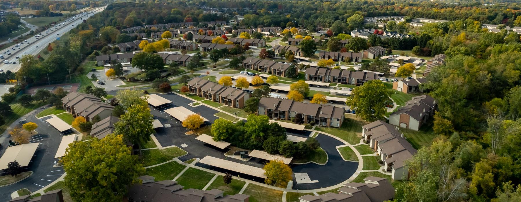 aerial view of a neighborhood