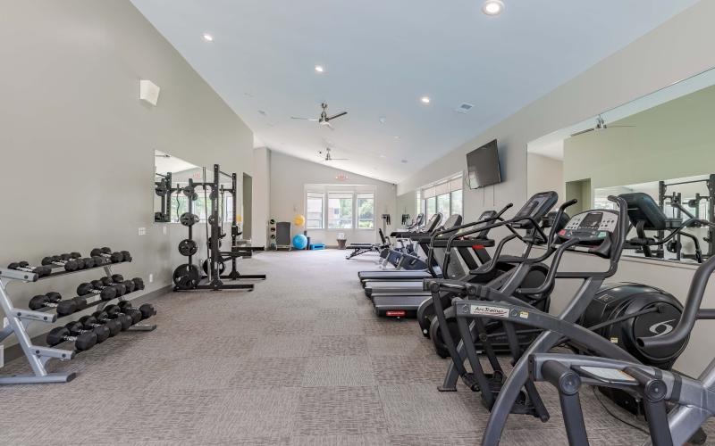 a gym with exercise equipment